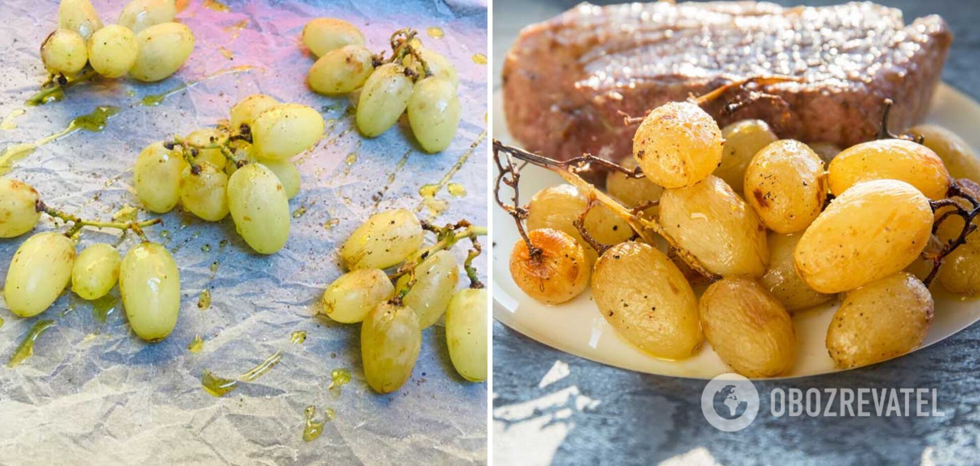 Ready-made dish – baked grapes with pepper