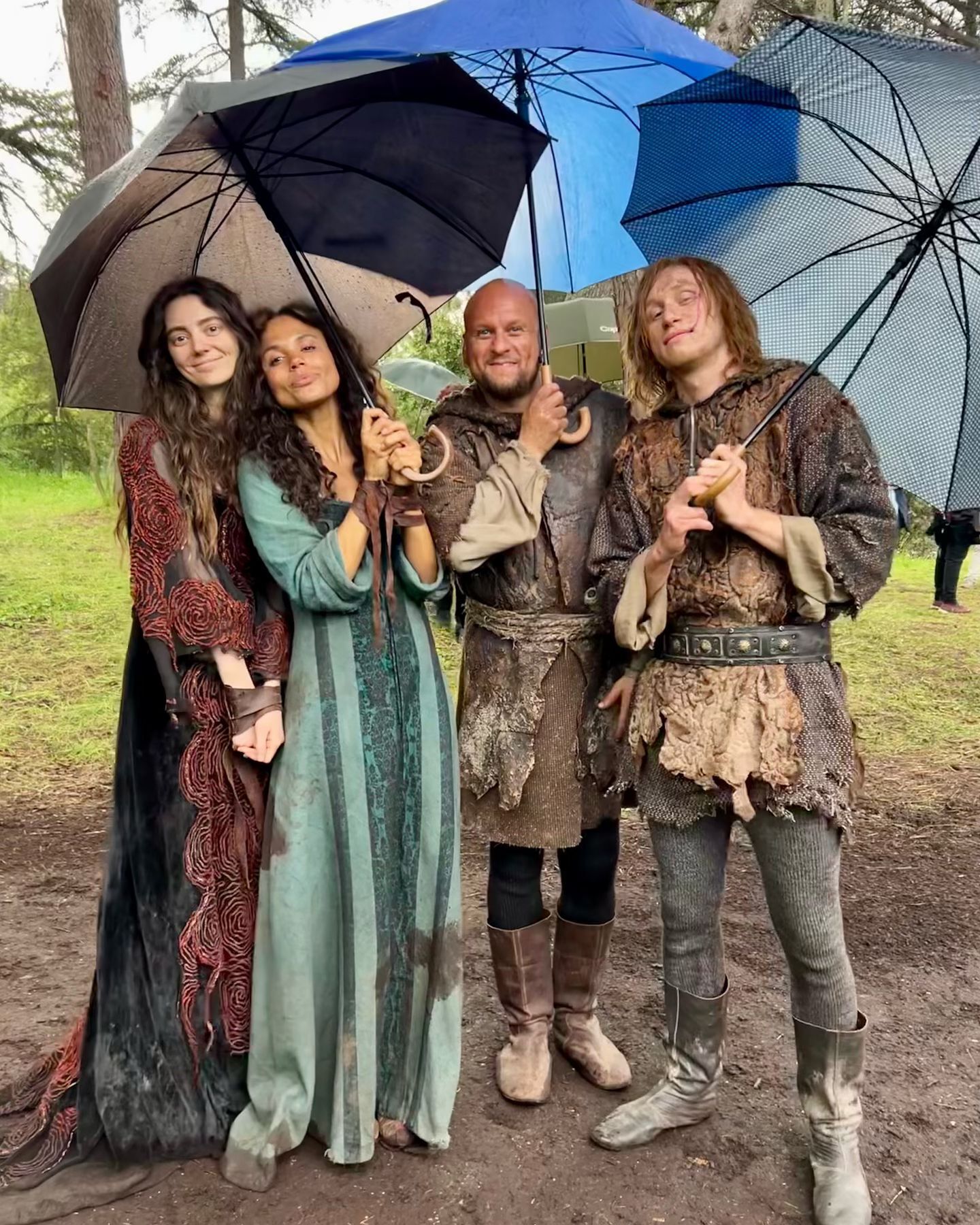 Ukrainian actor Oleksandr Rudynskyi shows photos from the set of Netflix's recently released The Decameron series in Italy