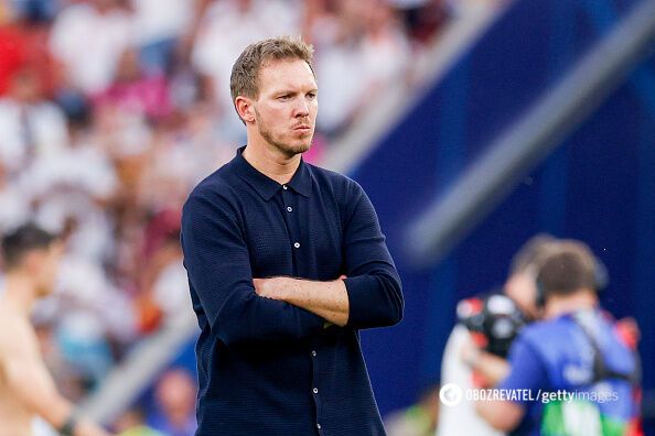 Nagelsmann reacts to referee's decision not to award Germany with penalty after Cucurella's handball. Video