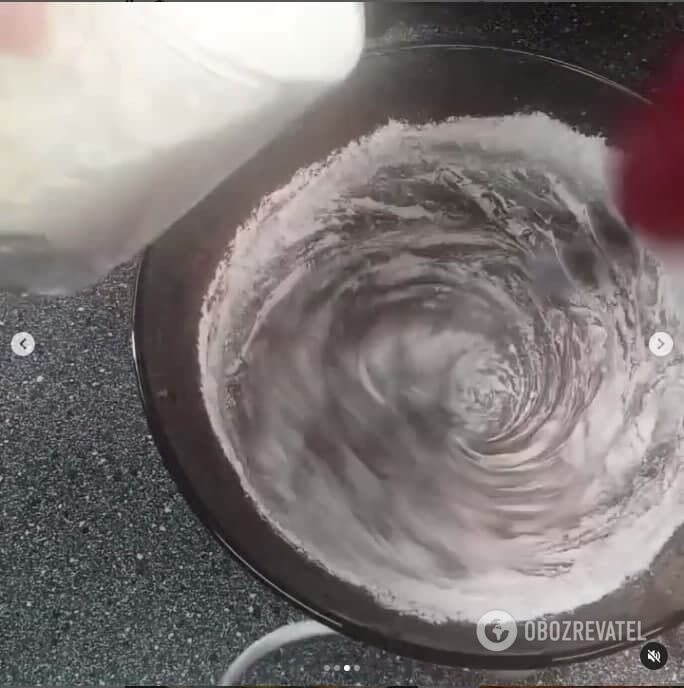 Adding flour