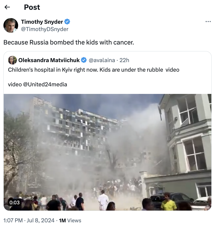 ''Kyiv today had its heart torn out'': Stephen King, Jessica Chastain and other world-famous stars react to Russian attack on Okhmatdyt