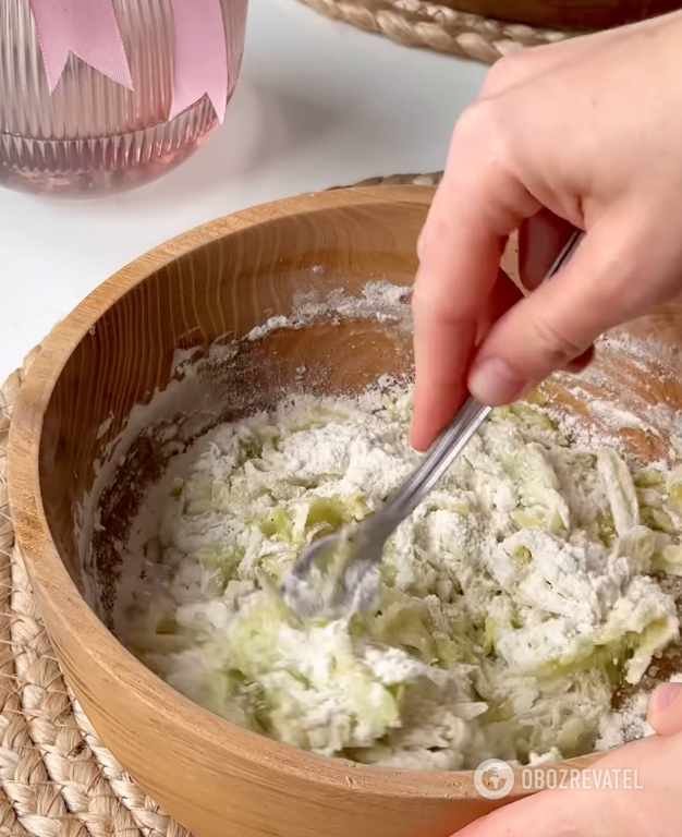 Preparing dough for pancakes