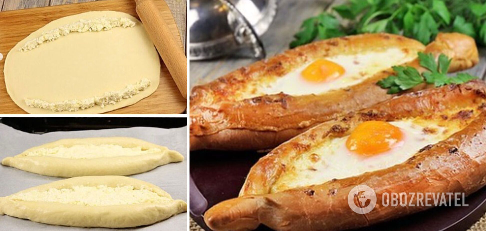 Cooking khachapuri with egg