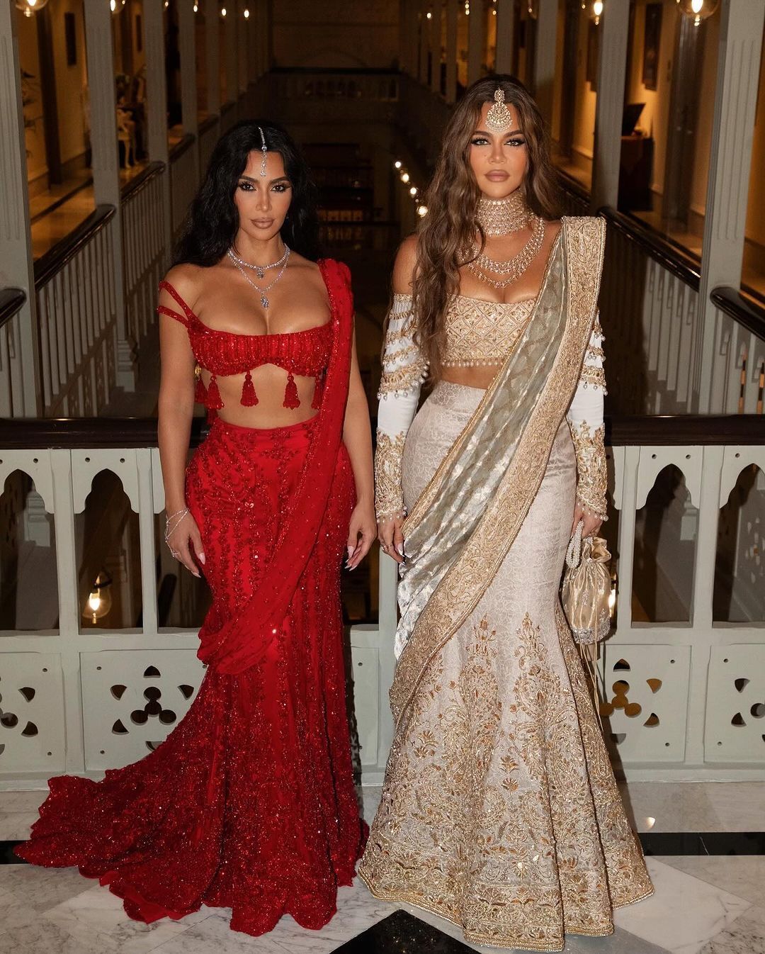 Kim Kardashian showed details of a luxurious diamond outfit for the Indian billionaires' ''wedding of the year''. Photo