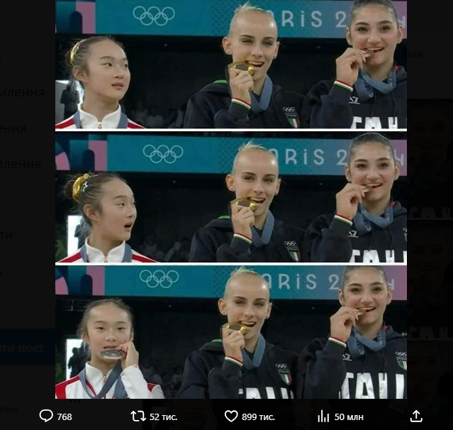 Video with Chinese gymnast at Olympics award ceremony goes viral, gathering 50 million views