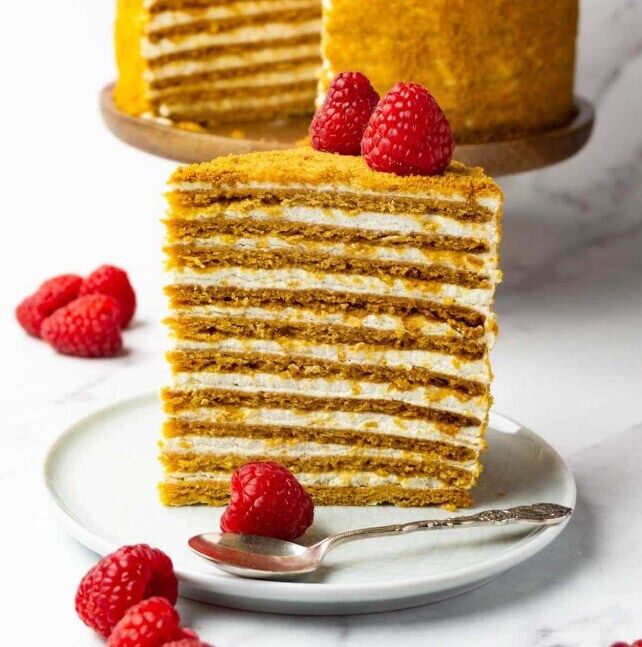 Honey cake in a pan