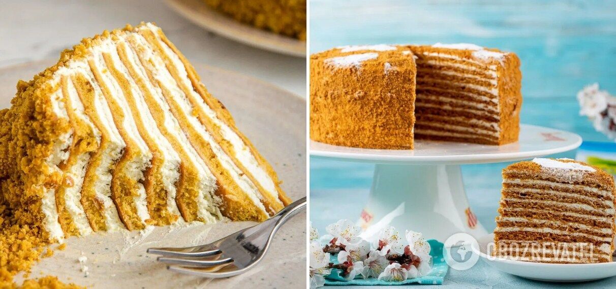 Honey cake with sour cream