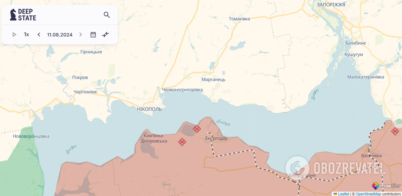 Occupied Enerhodar on the map