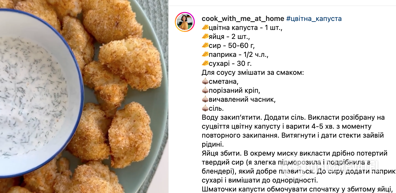 Recipe of the dish