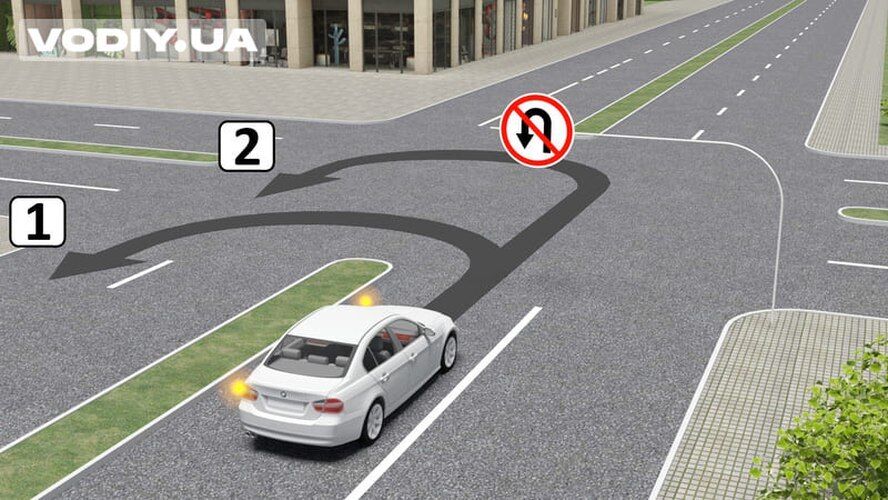 Can a driver make a U-turn at an intersection if there is a prohibition sign? A task on traffic rules with a nuance