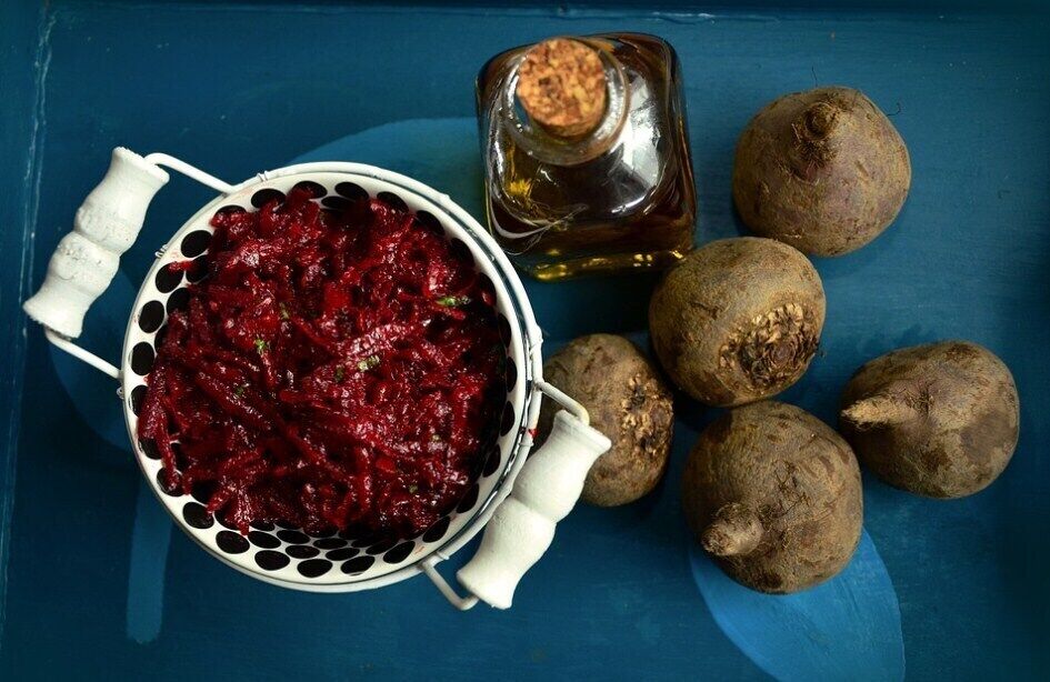 Grated beetroot