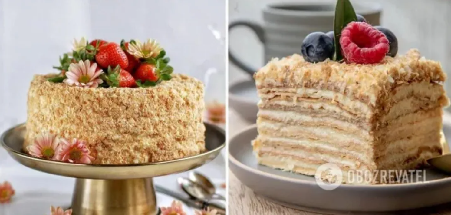 Homemade Napoleon cake without dough and baking