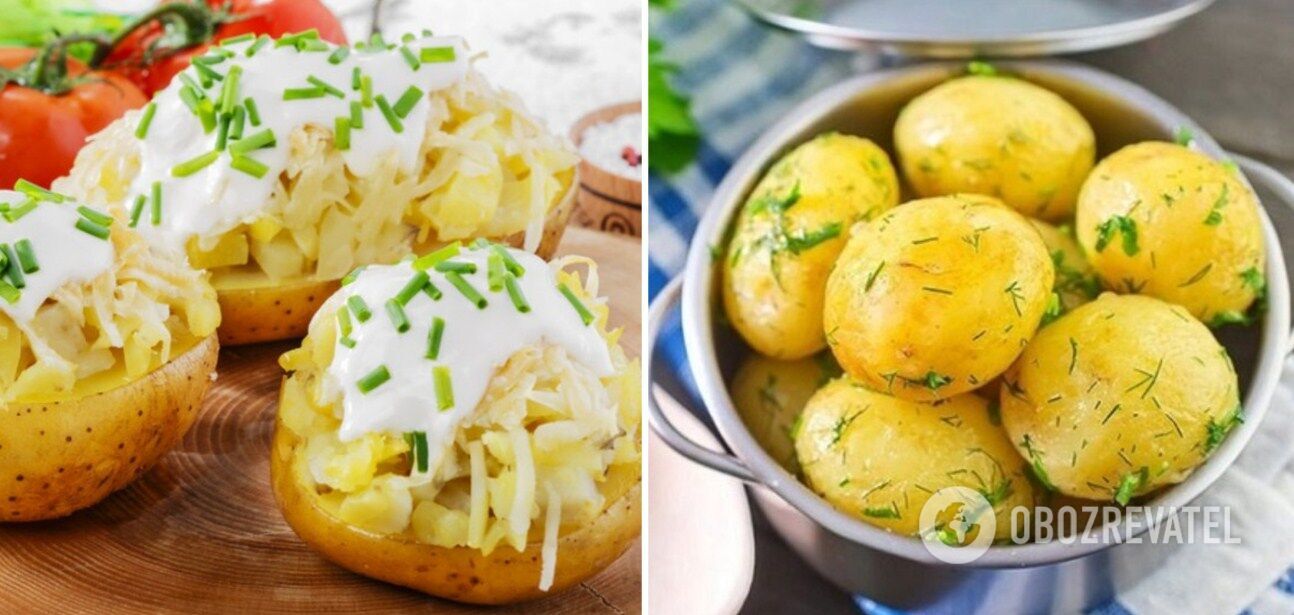 Baked stuffed potatoes with mushrooms and cheese