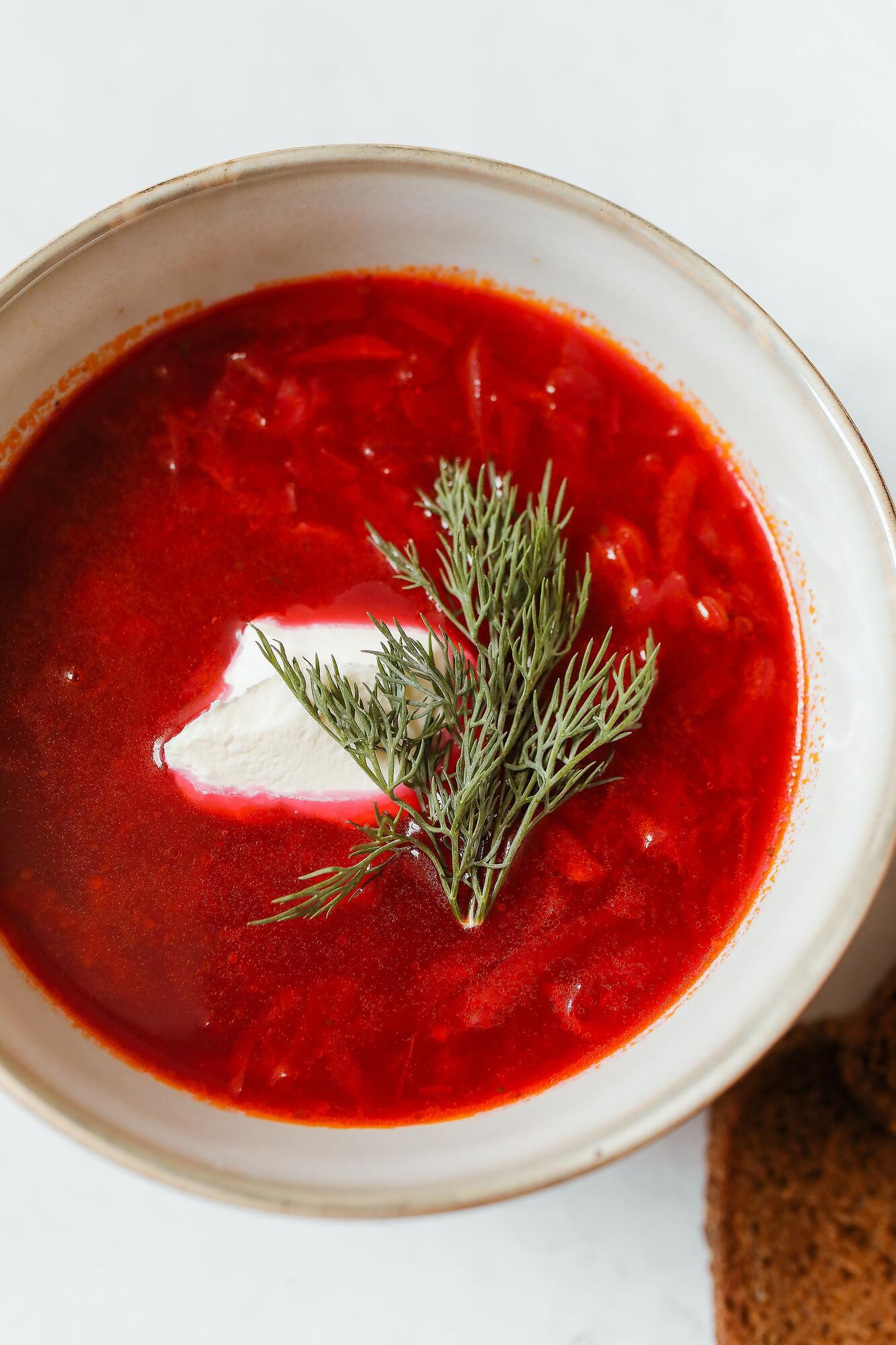 Homemade borscht with beans.