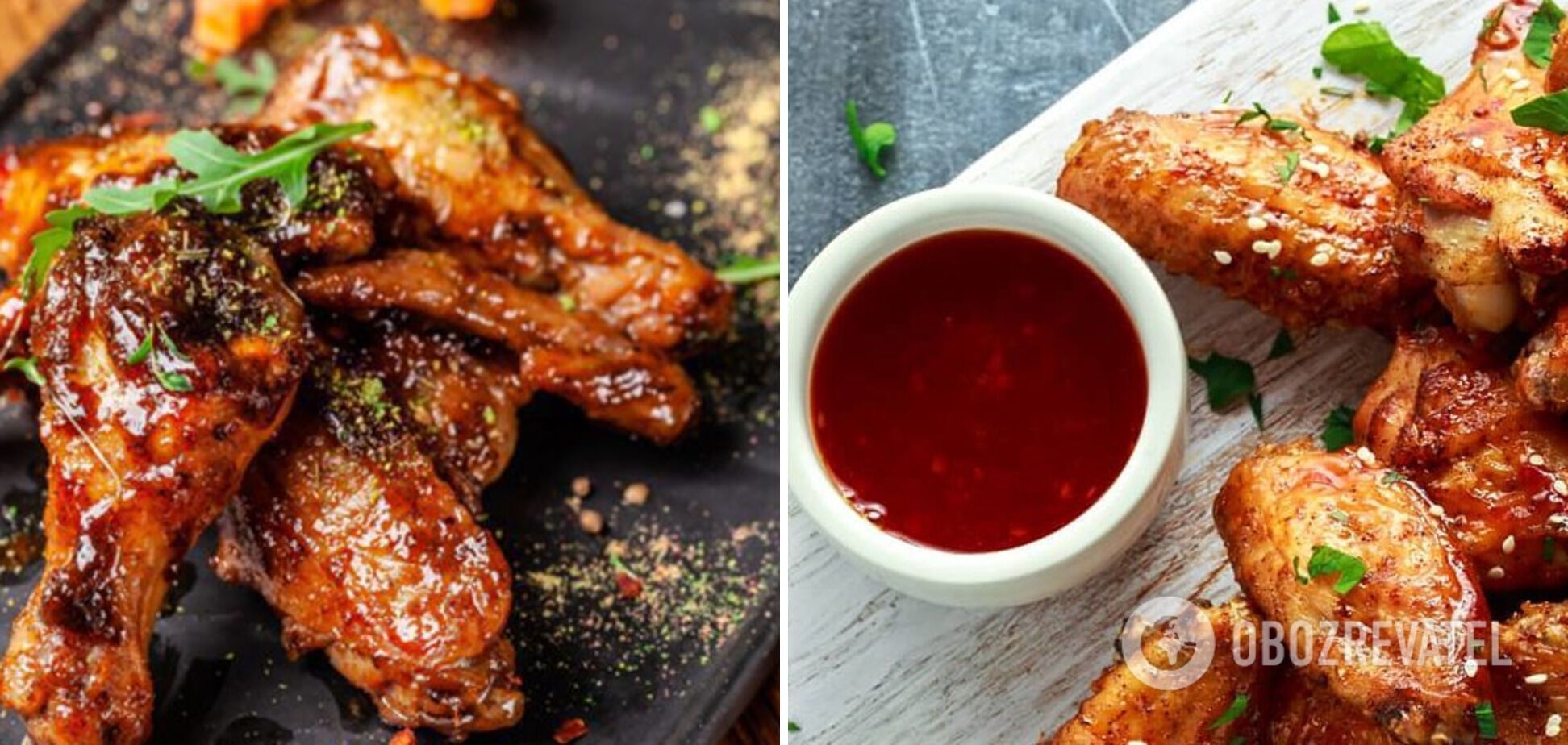 Marinated wings with sauce