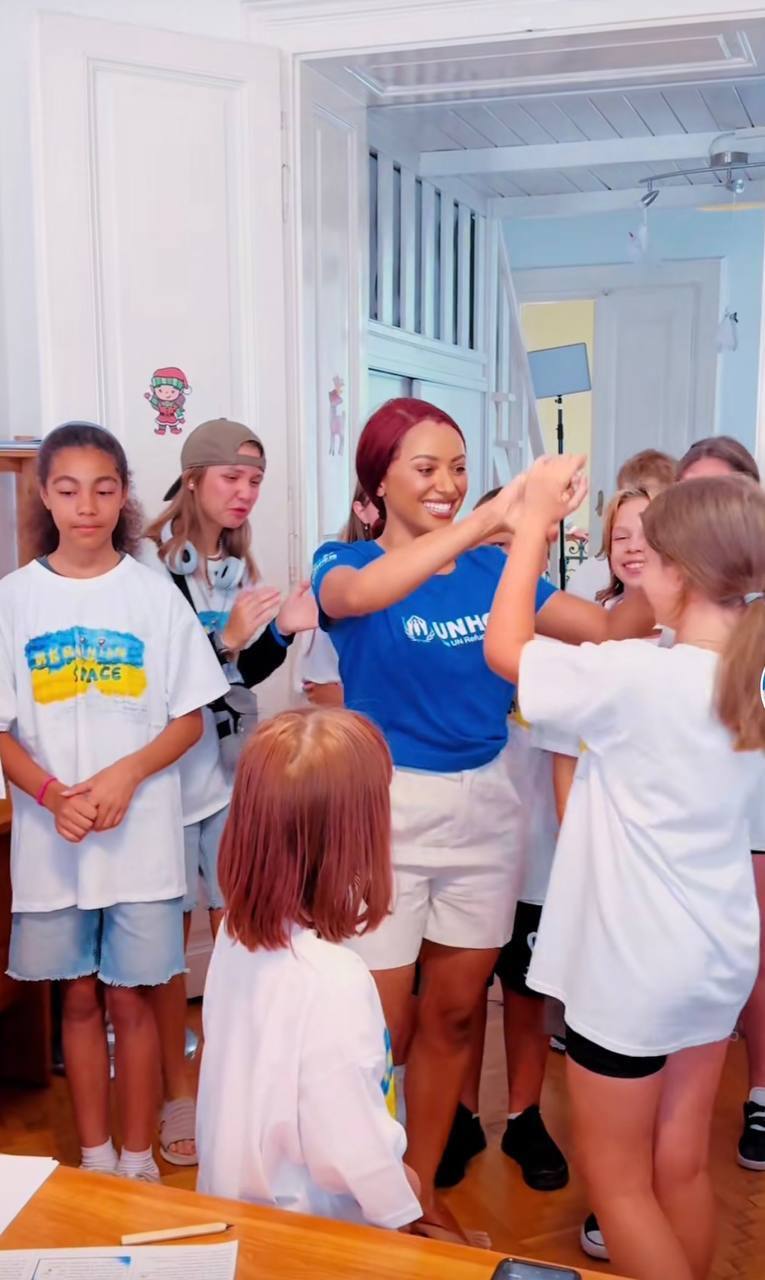 ''The Vampire Diaries'' star Kat Graham has shown her support for Ukrainian refugee children and shown them a dance she learned with them. Video