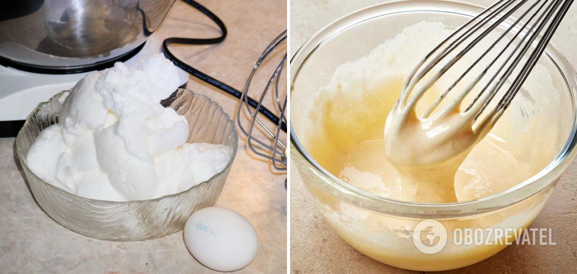 Process of whipping egg whites and yolks