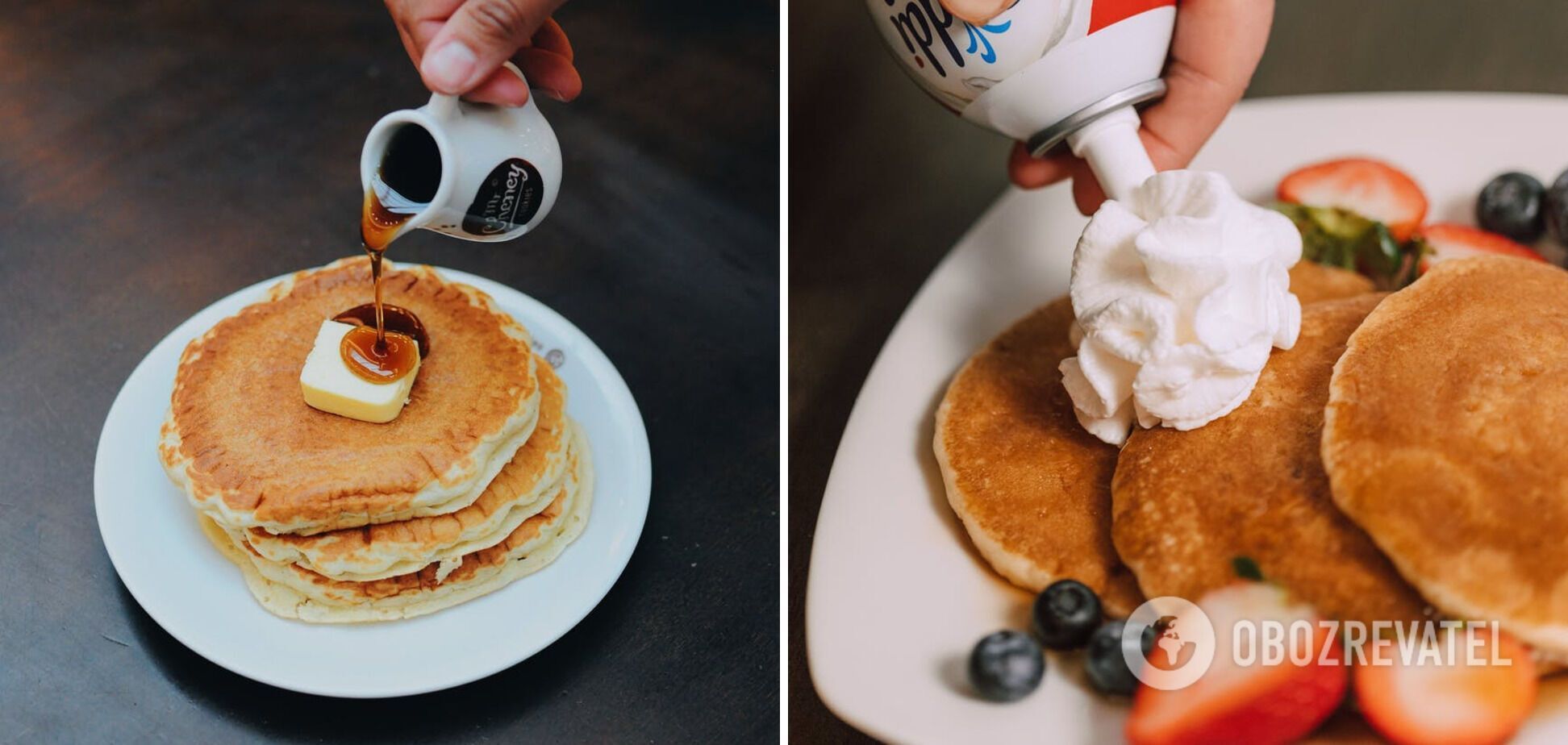 Unhealthy breakfast with a variety of fillings