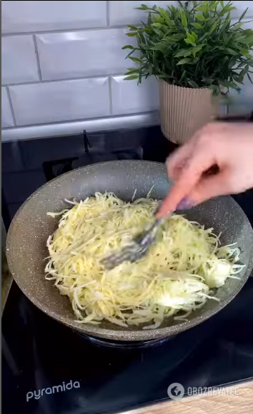 Lazy cabbage pie in a pan: no need to bake anything