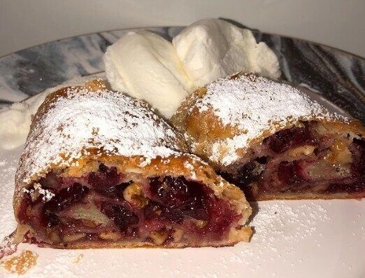 Strudel with cherries