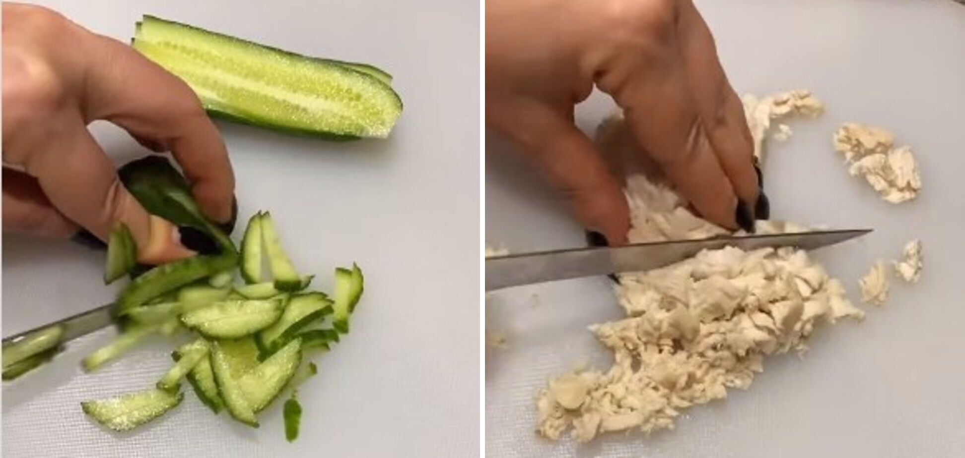 Cut the fresh cucumber into cubes