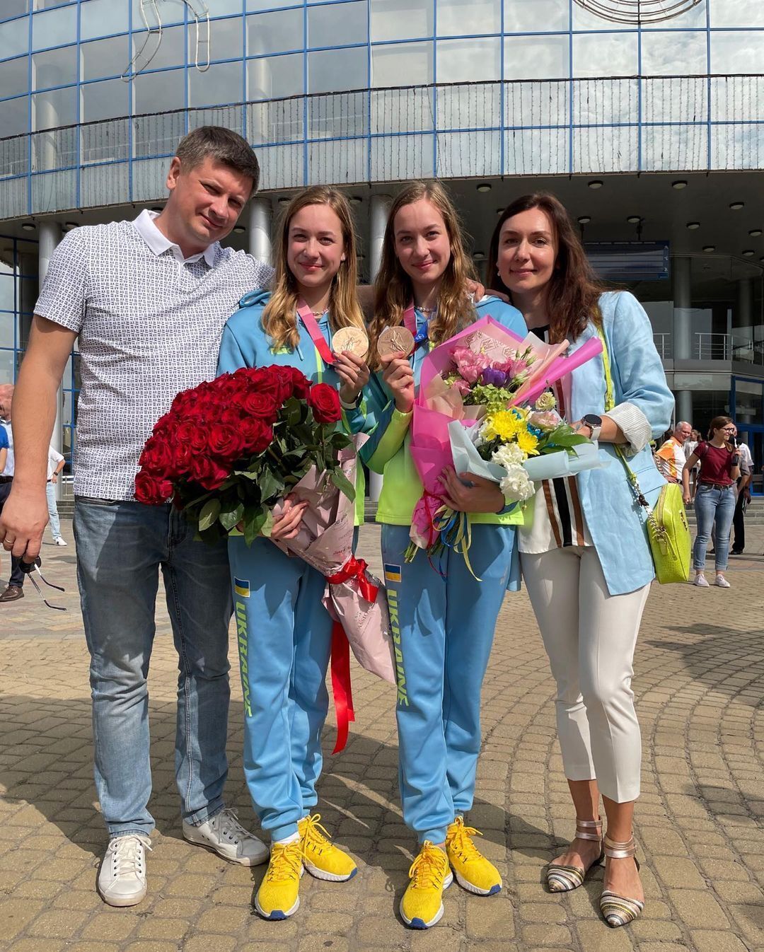 The Aleksiiva sisters with their families.