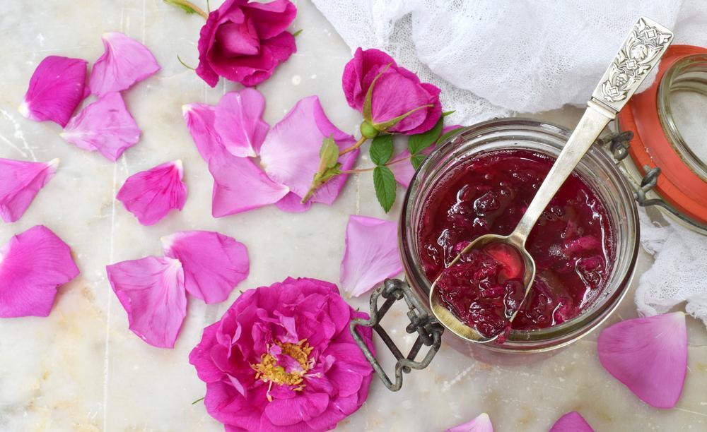 Homemade jam from tea rose petals