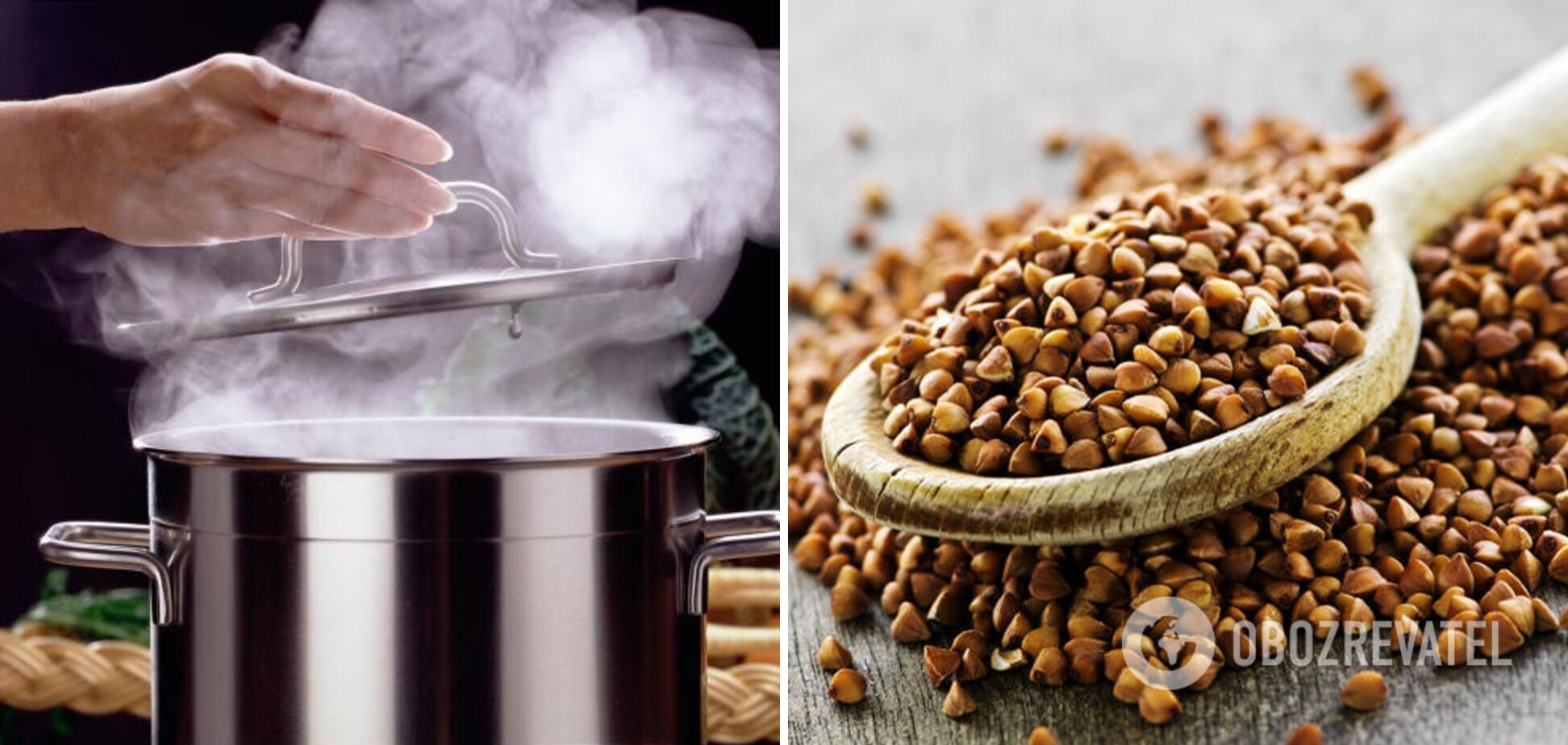 Buckwheat is cooked in boiling water