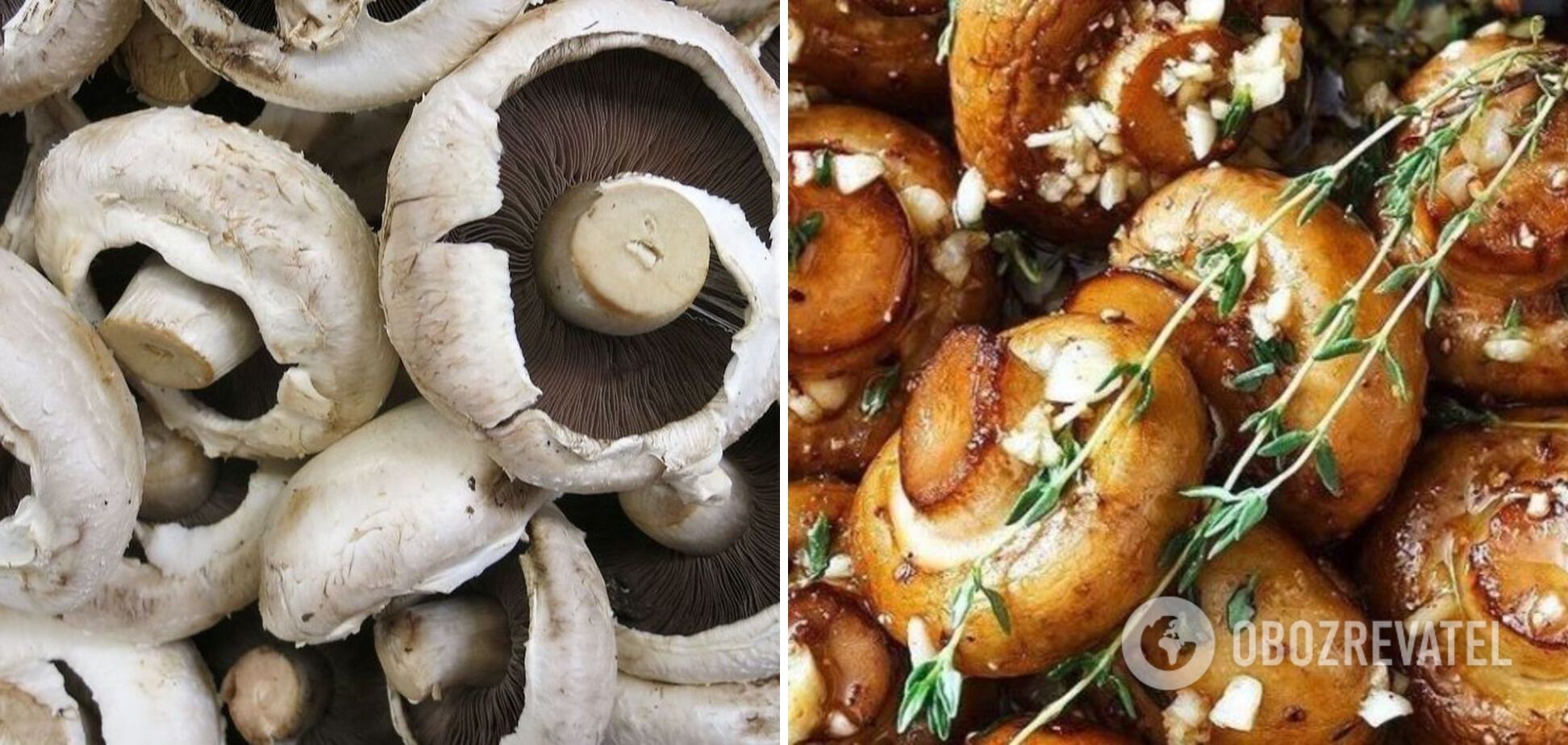 Baked champignons in marinade