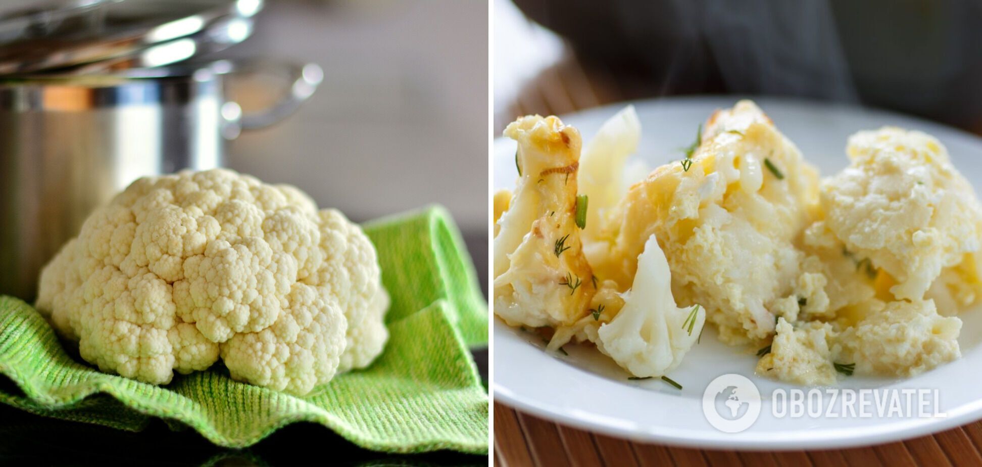 Cauliflower in the oven with eggs and milk