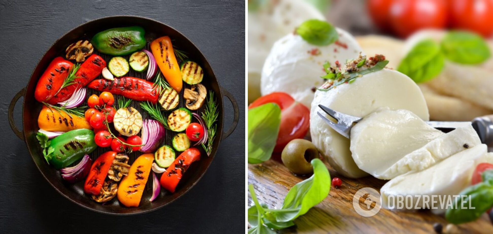 Grilled vegetables with mozzarella