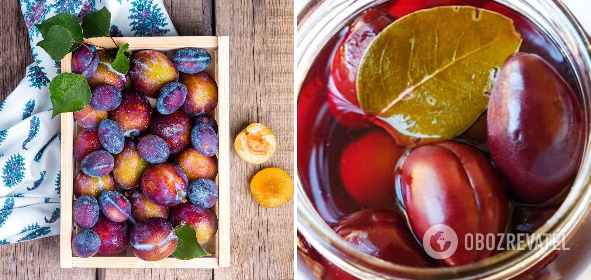 Pickled plums with vinegar