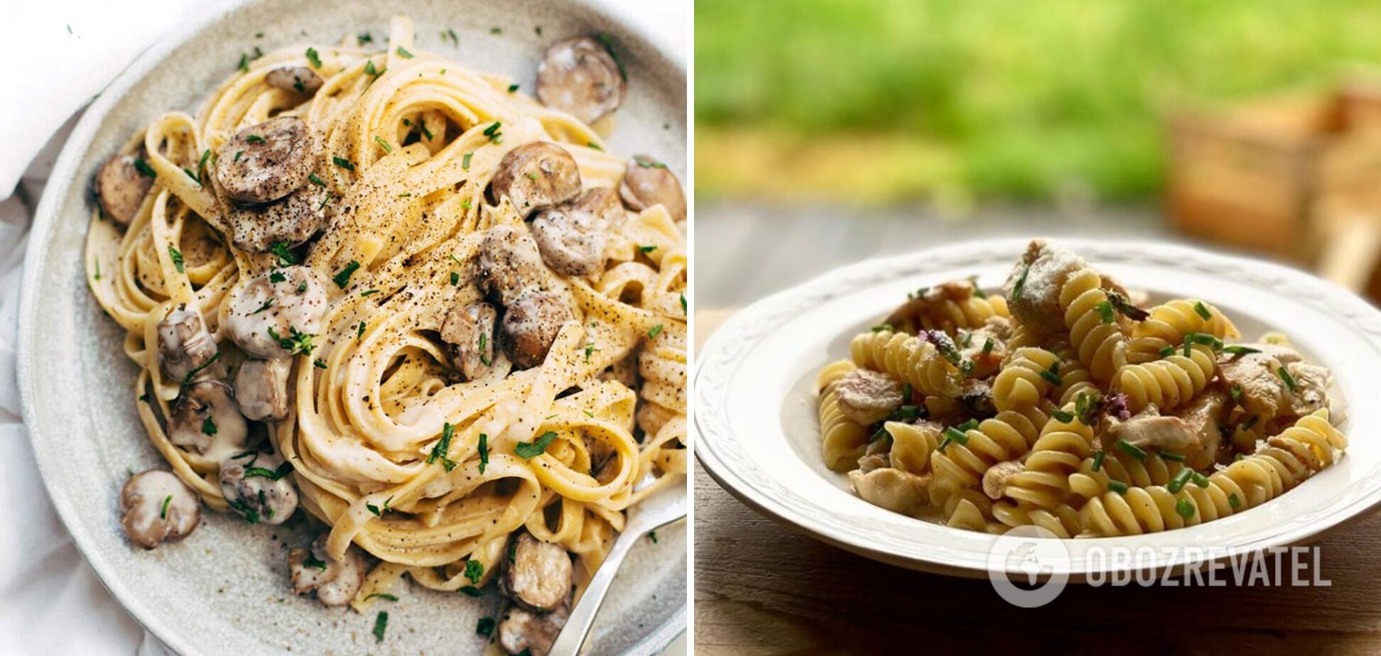 Pasta with chicken and mushrooms