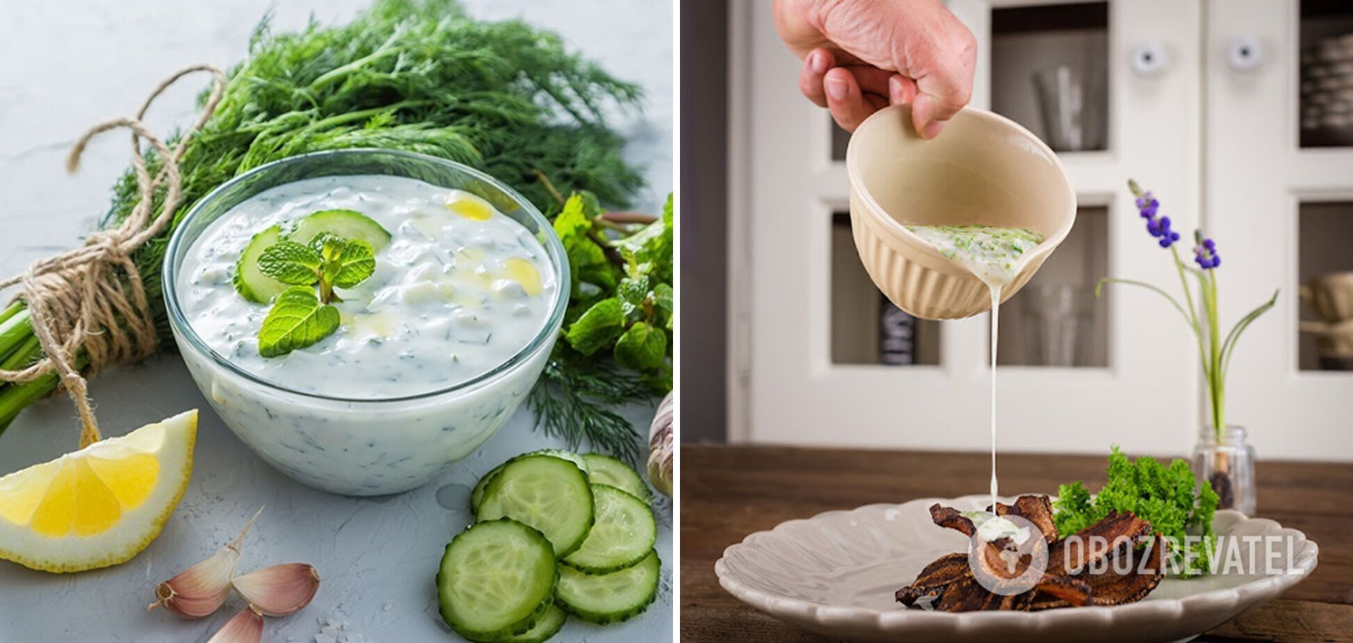 Sauce based on yogurt and cucumber