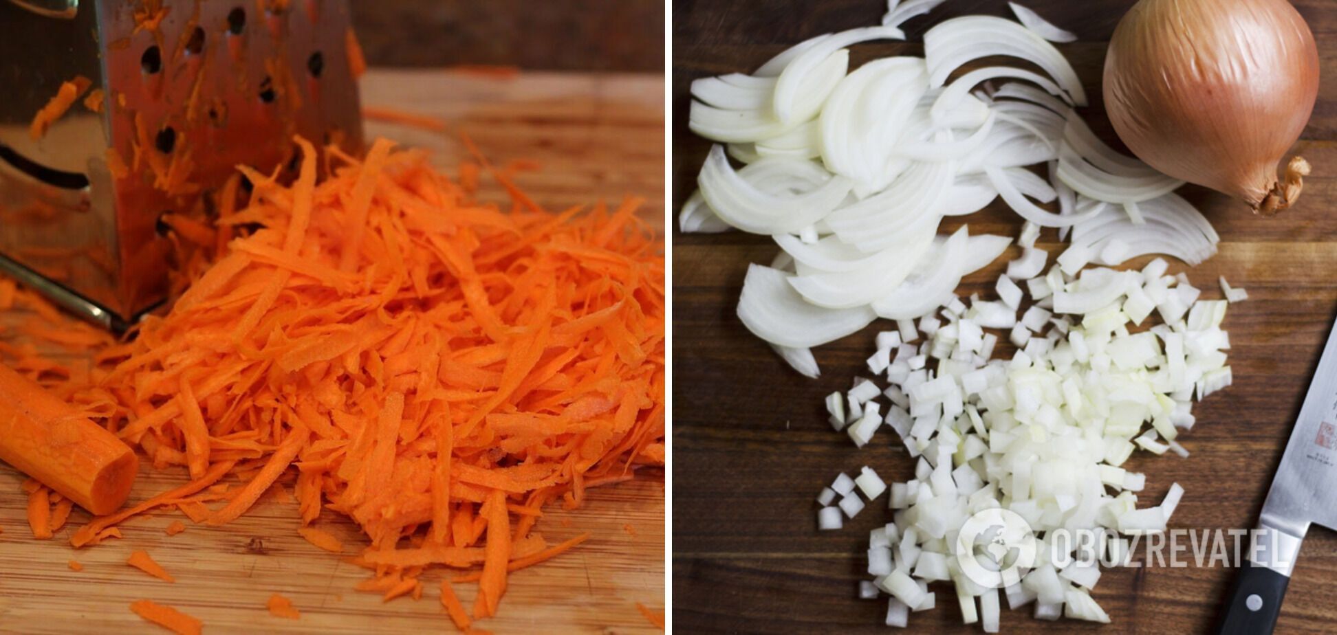 Onions and carrots for the filling