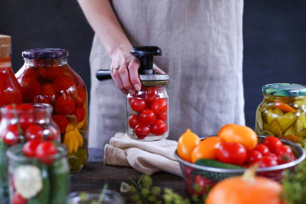 Pickled cherry tomatoes with garlic and dill