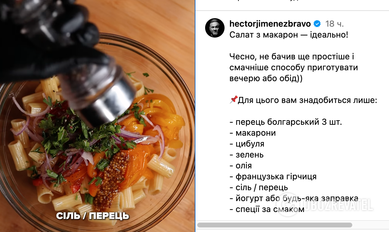 Recipe of the dish