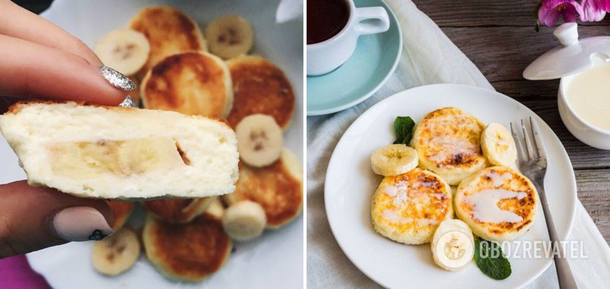 Recipe for banana cottage cheese pancakes without sugar