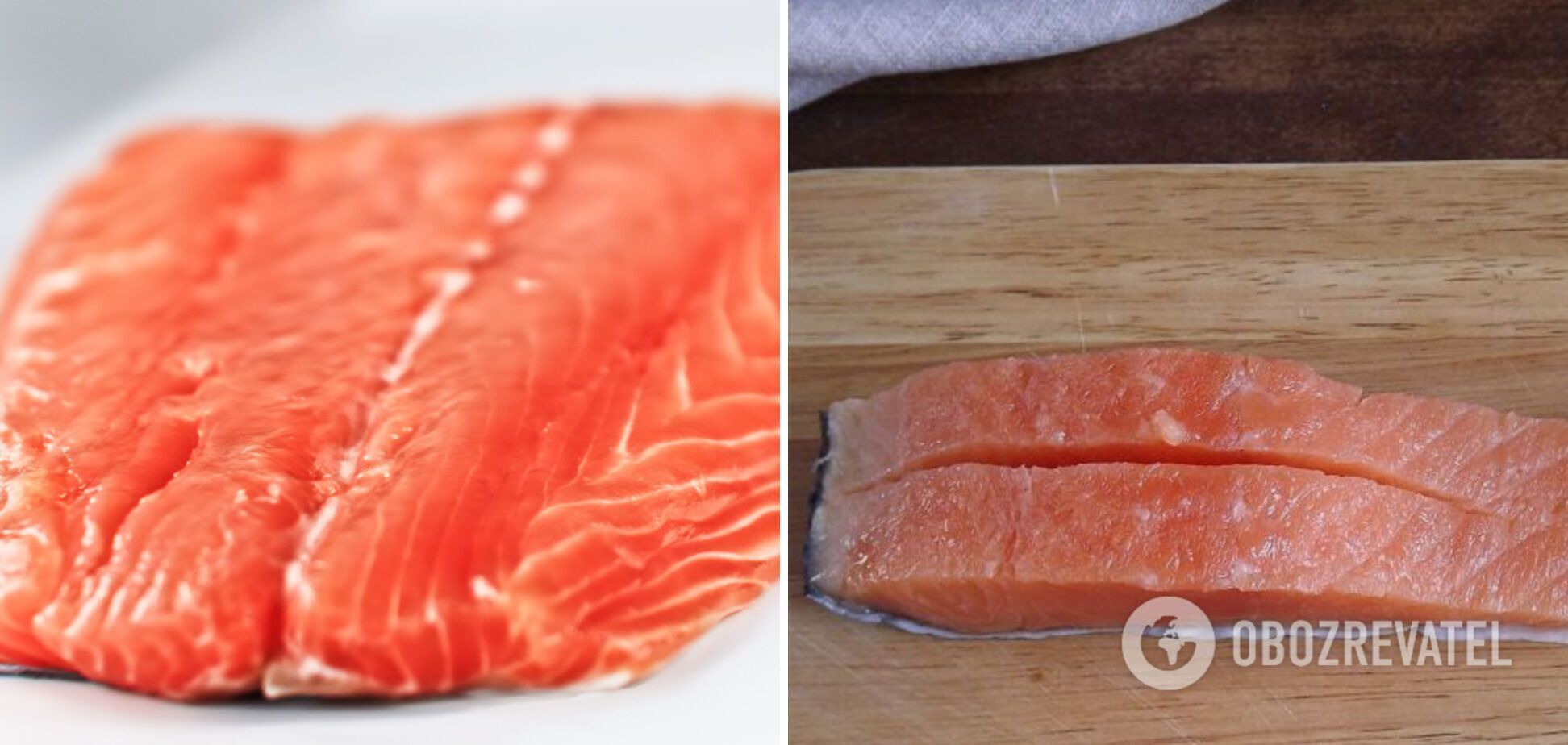 Make a cut in the center of the salmon