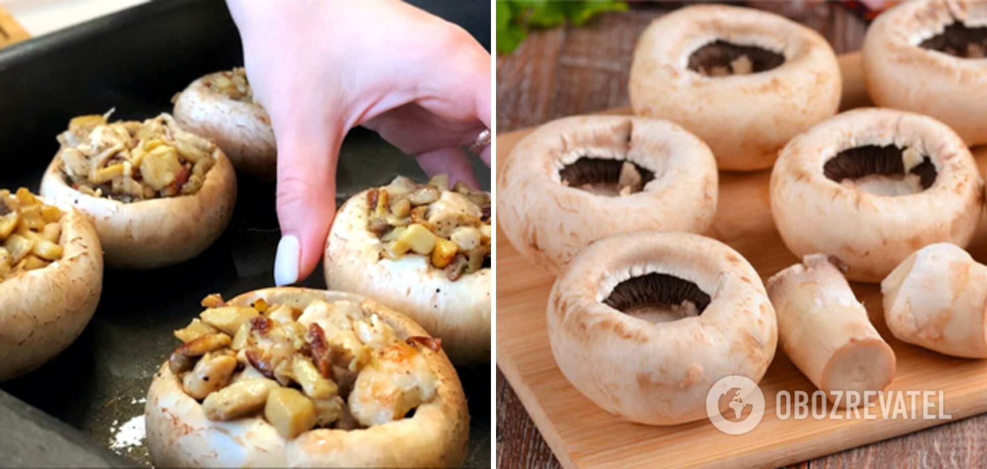 The process of stuffing mushrooms