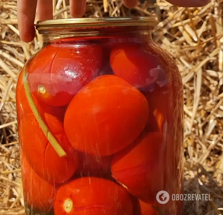 Tomatoes for the winter without sterilization: add carrot tops to the jar