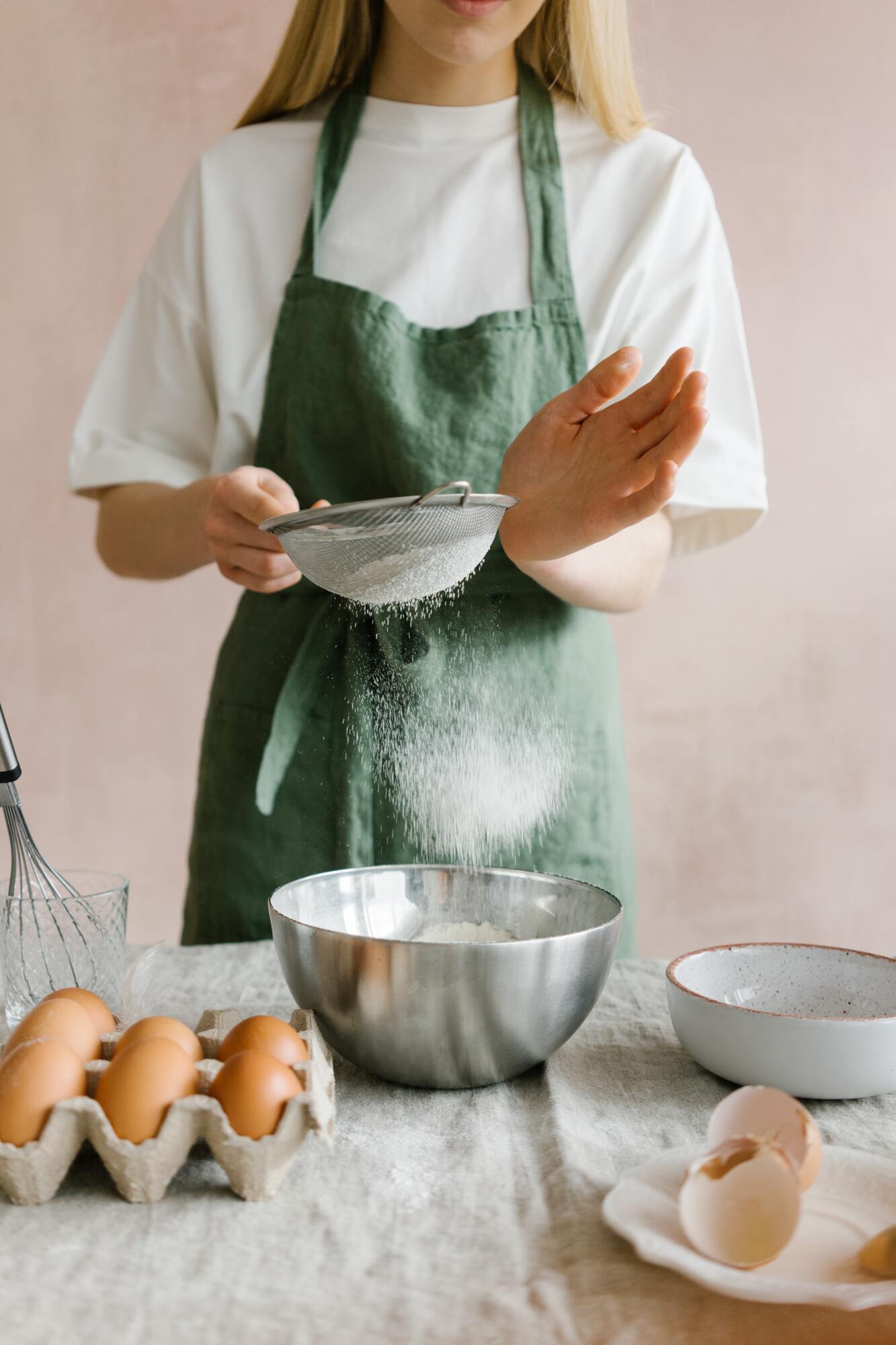 Preparing dough.