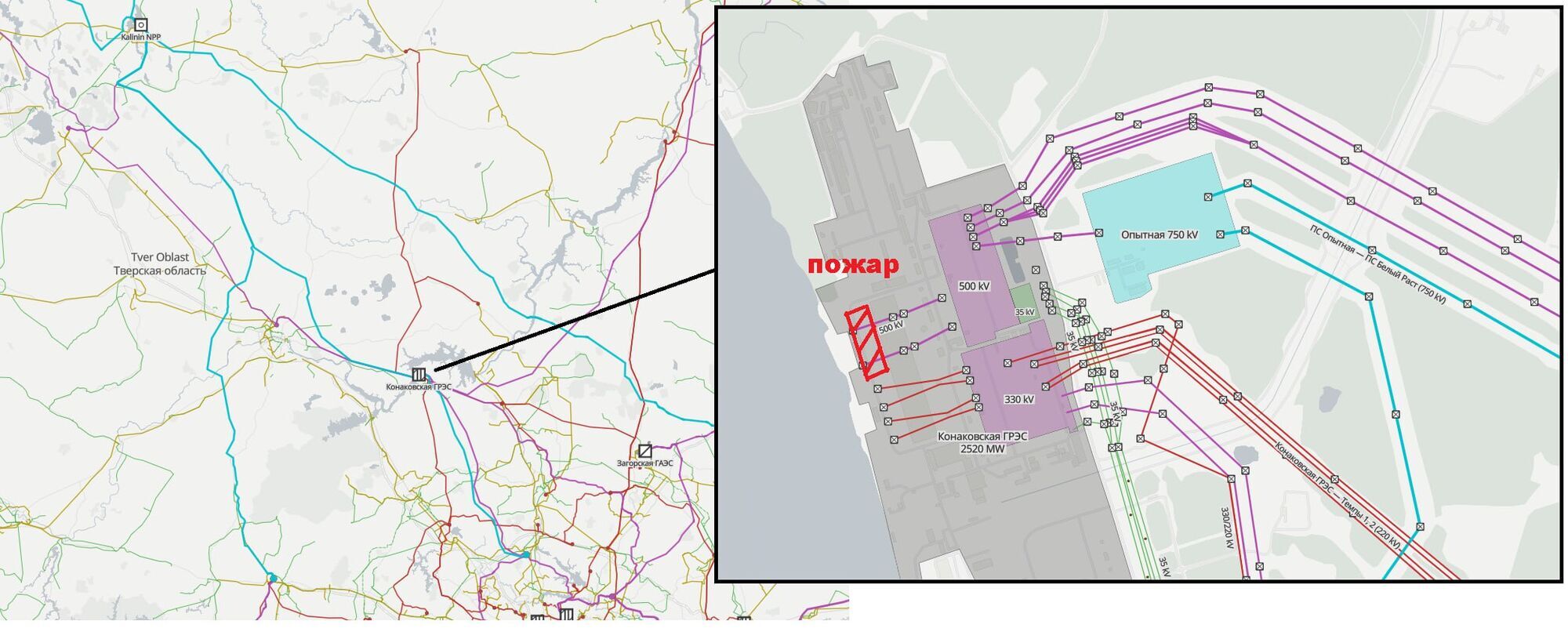 Russia's Kashira and Konakovo power plants catch fire as drones target both stations. Photos and video