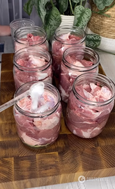 Homemade pork stew: cooked in the autoclave