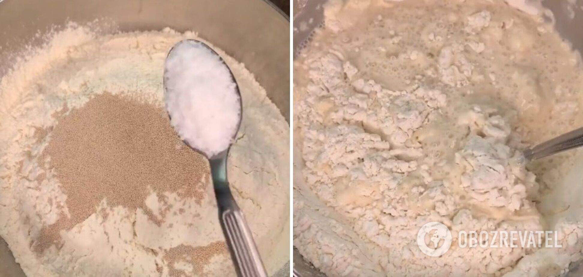 Making yeast dough.