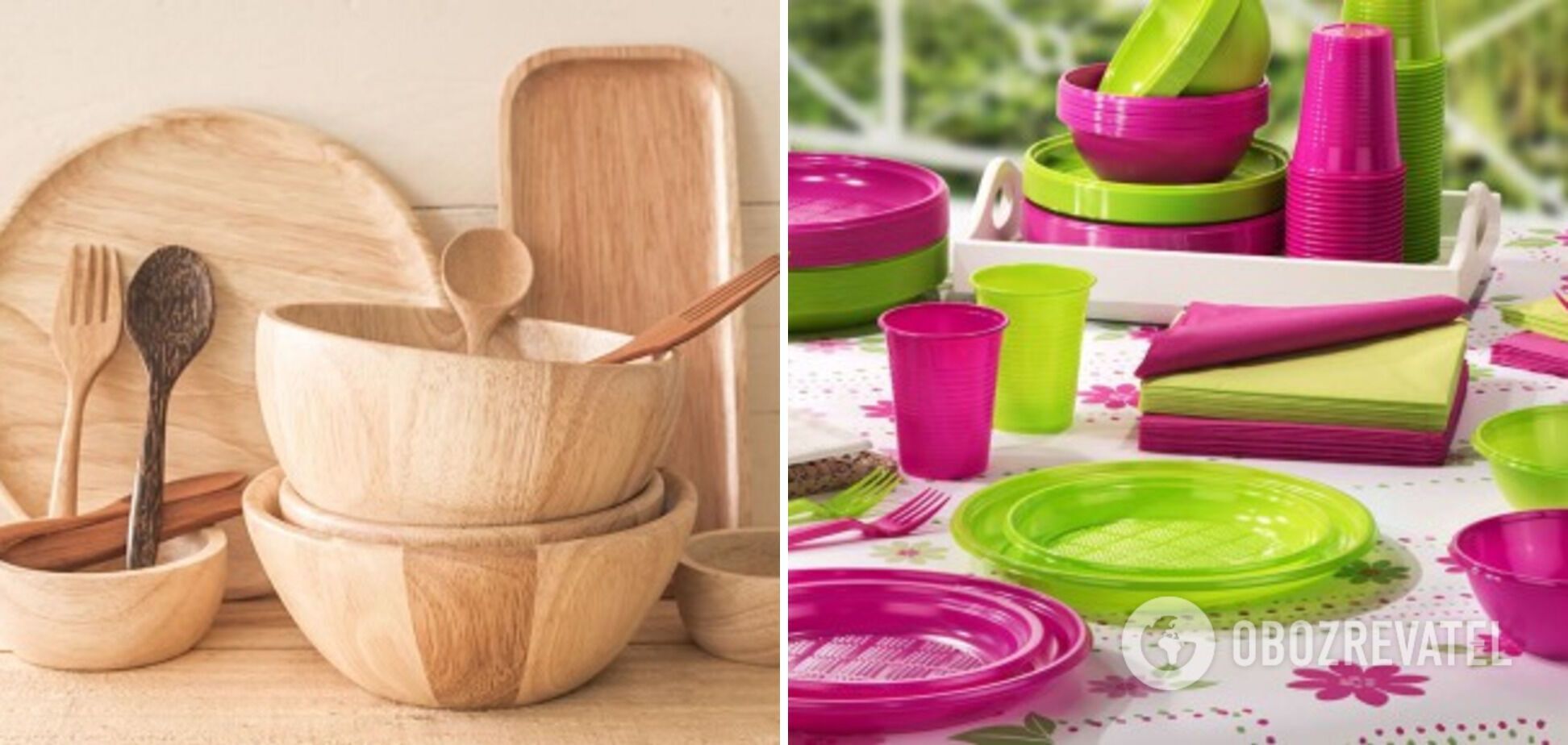 Disposable plastic and wooden tableware