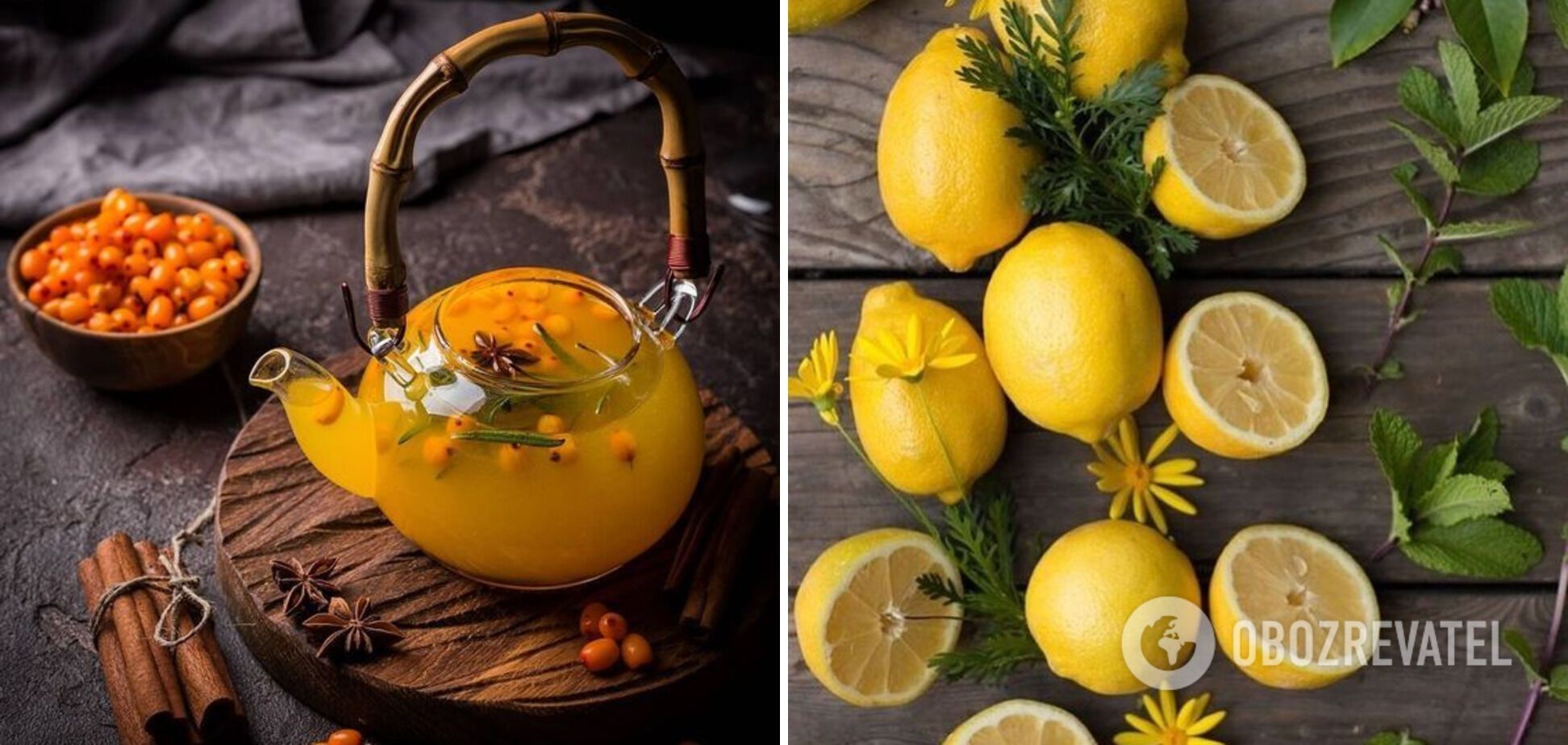 Ingredients for tea – sea buckthorn and lemon