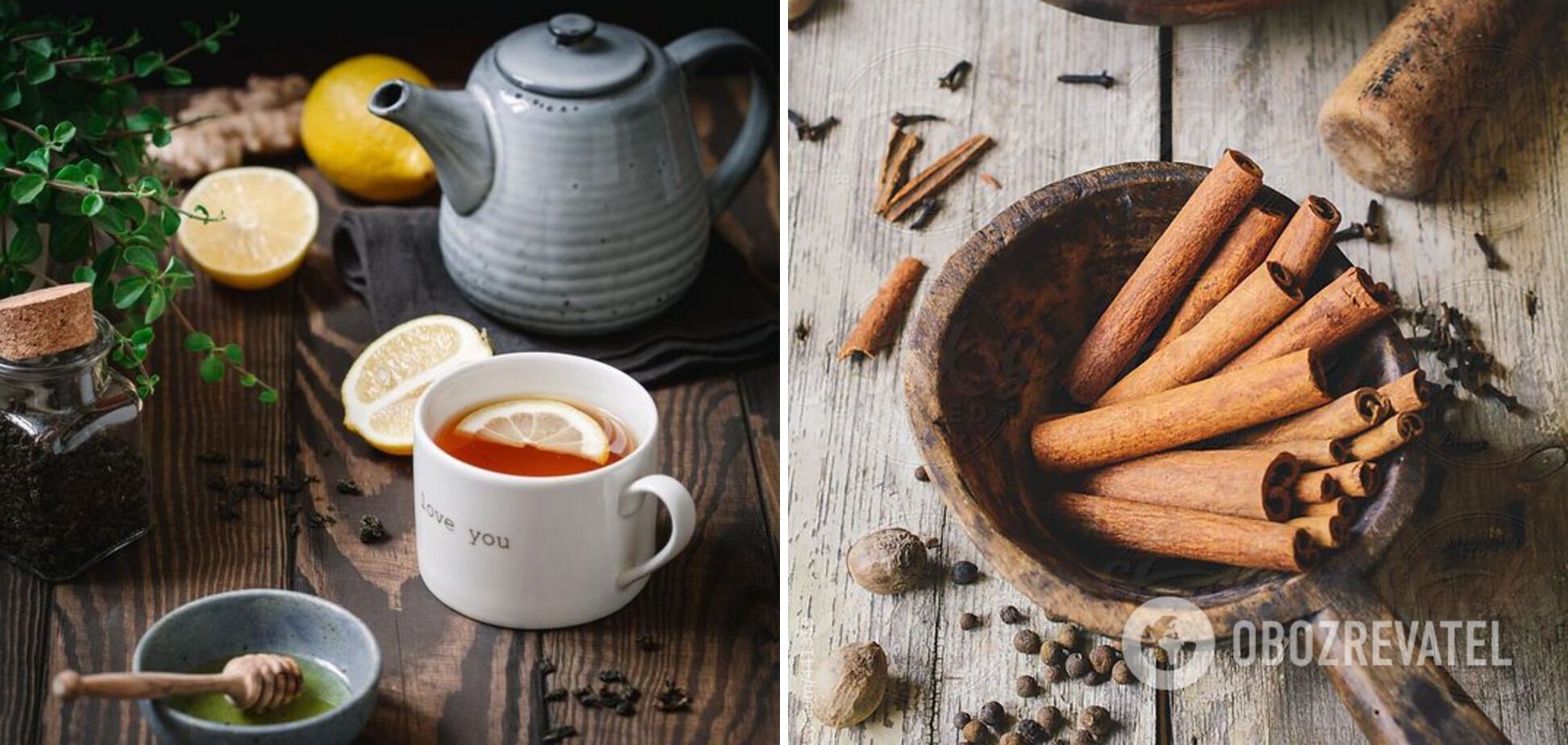 Ingredients for tea – honey and cinnamon