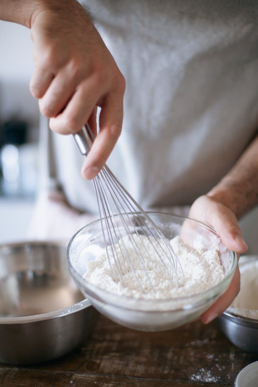 Preparing dough.