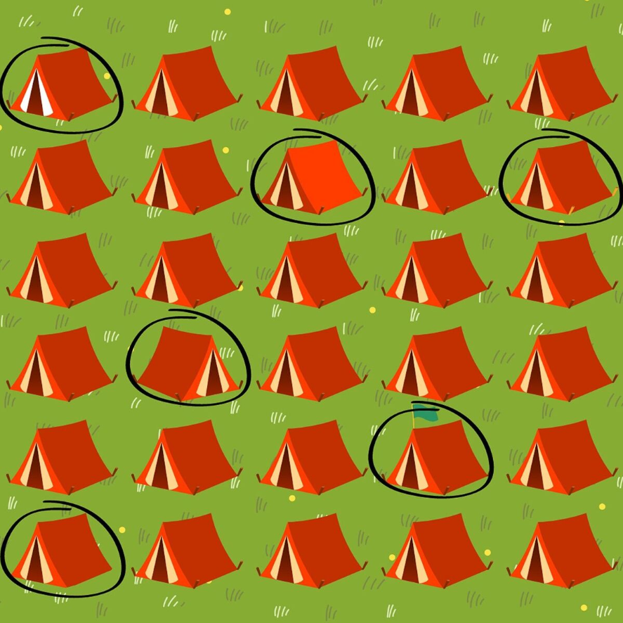 Find all the strange tents: a confusing puzzle game